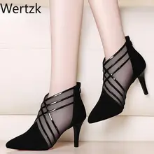 Новое поступление; женские ботильоны из сетчатого материала; летние ботинки на тонком каблуке 10 см; сандалии; женские туфли с острым носком; сандалии; E513