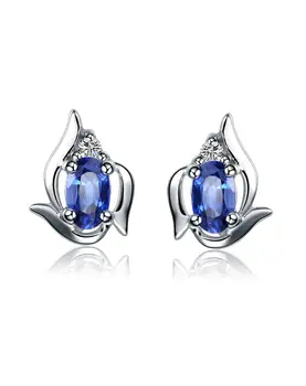 

0.55 carat Sapphire Earrings GVBORI 18k White Gold Luxury/Classic/Elegant Women Earrings Best Gift For Wedding