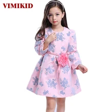 2017 automne nouvelle Européen et Américain enfants vêtements filles robe de princesse robe enfants à manches longues impression