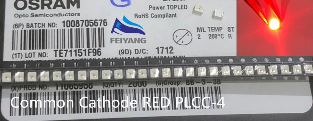 

25pcs LSE6SF-V2BA-1-1 LS E6SF-V2BA-1-1 OSRAM 3528 red PLCC-4 Common Cathode Super Bright LED taillights SMD New original