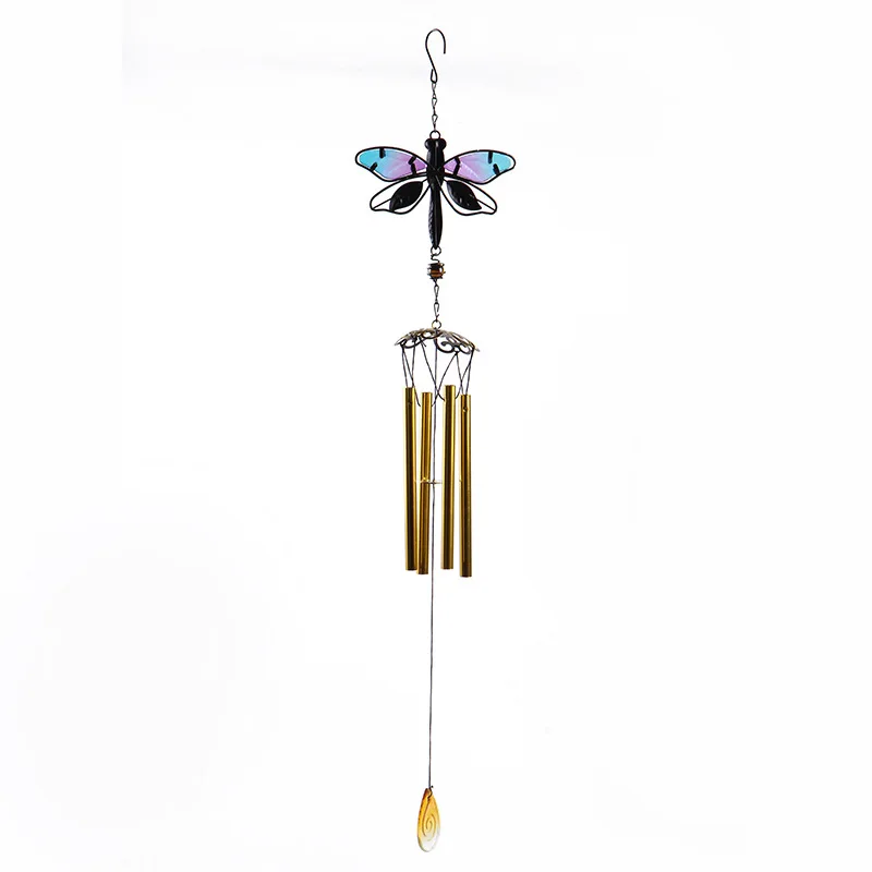Стрекоза ветра Chime железа Красочные подвесное украшение на стекло дома Открытый