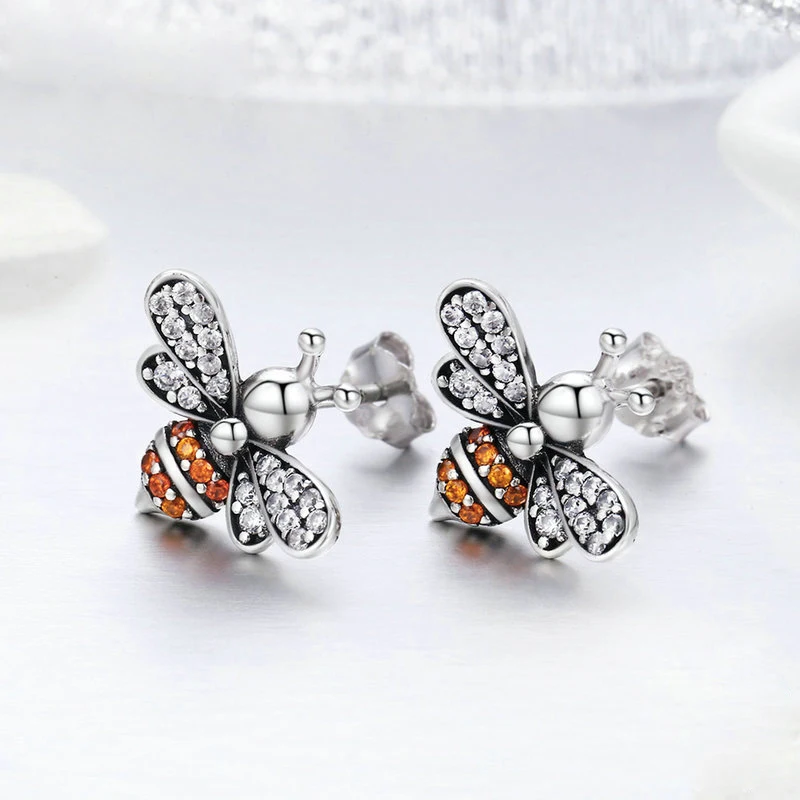 Женские изысканные серьги гвоздики Bee Story модные серебряные ювелирные