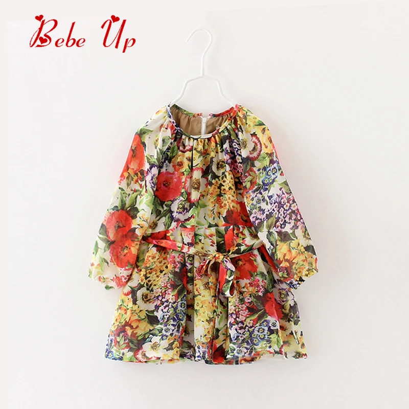 

Floral Girls Dresses Long sleeve Girl Chiffon Dress Designer Children Princess Clothing Spring Summer Kids Toddler Dress Fashion