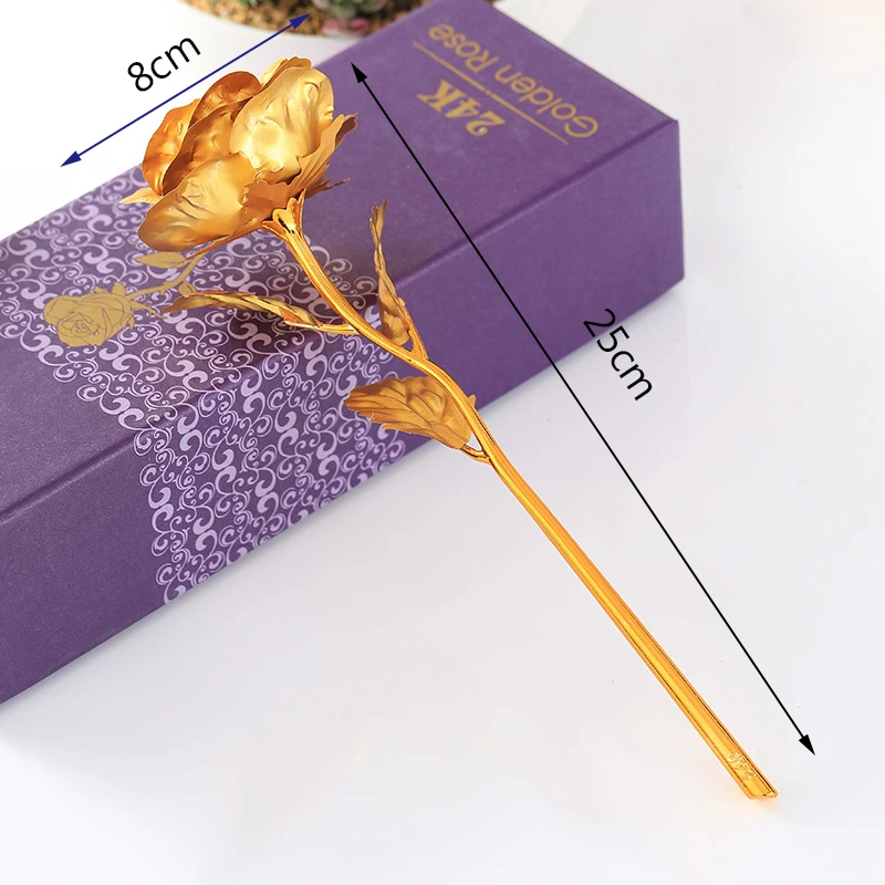 Креативный подарок на день Святого Валентина 24 K, покрытый фольгой розовое золото, Роза длится навсегда любовь, свадебное сувенирное украшение с упаковкой