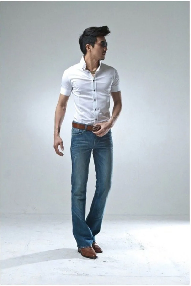 Весна и лето новые мужские микро-роговые синие джинсы Корейская версия прилива тонкие маленькие трубы мужские джинсовые штаны джинсы 38