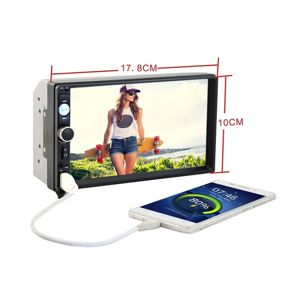 new7010B 7" Dual Din Touch Screen Car Audio Stereo Receiver MP5 Player