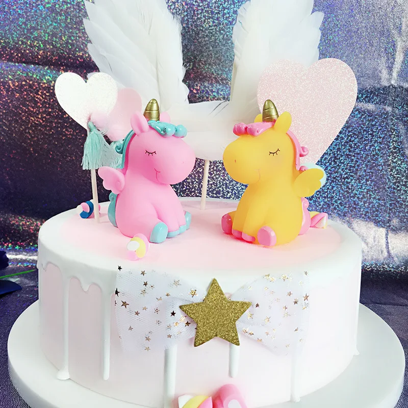 

1PC Wedding Party Favor Baby Shower Cute Sound Unicorn Cake Topper Girl DIY Decor Small Gifts Favor Kids Craft Supplies