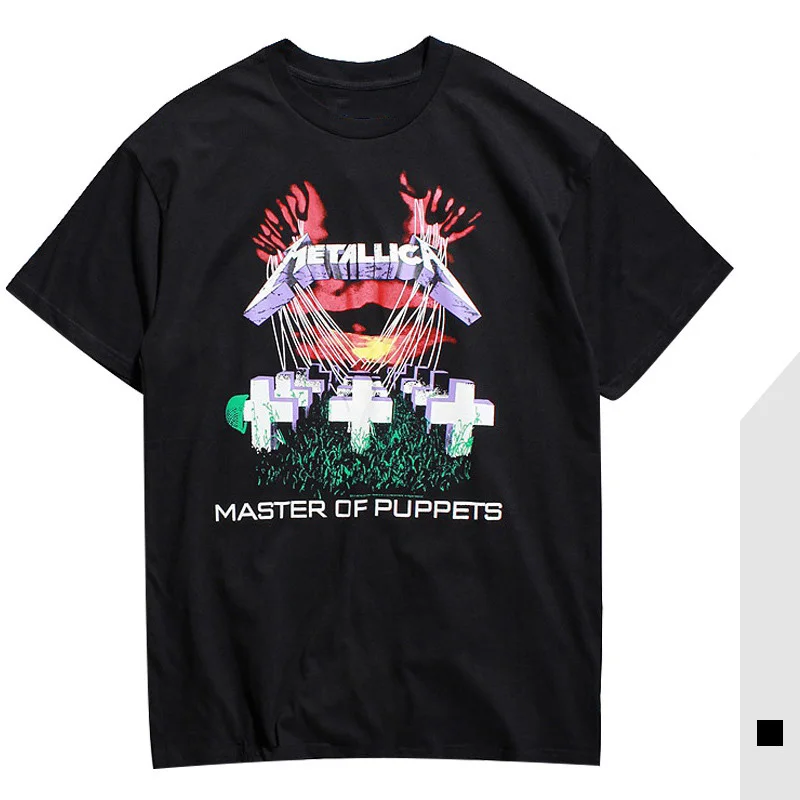 

ZK Hip-hop Justin Bieber Cross English Print Cotton Short-sleeved T-shirt Men's Summer Tops Master Of Puppets Tees Streetwear