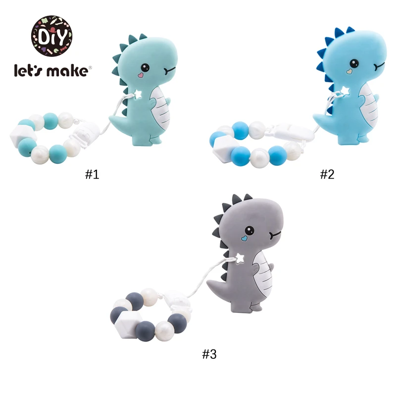 

Let's Make Baby Pacifier Chian Silicone Teething Cartoon Dinosaur Food Grade Silicone Holder Animal BPA Free Holder For Nipples