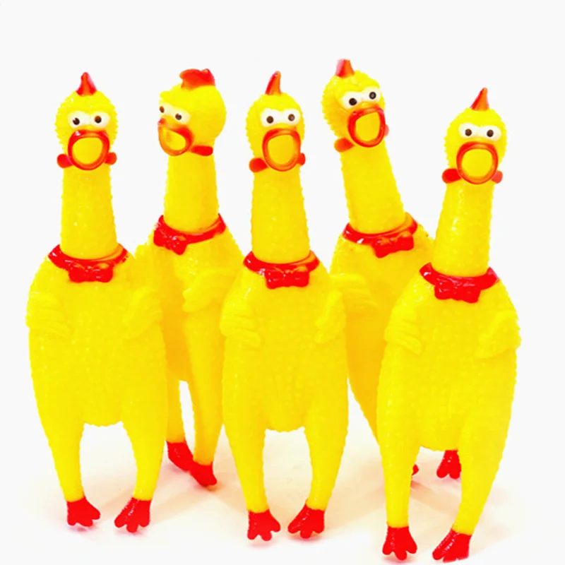 1pcs Small Size 17CM Yellow mini Screaming Rubber Chicken Pet Dog Toy