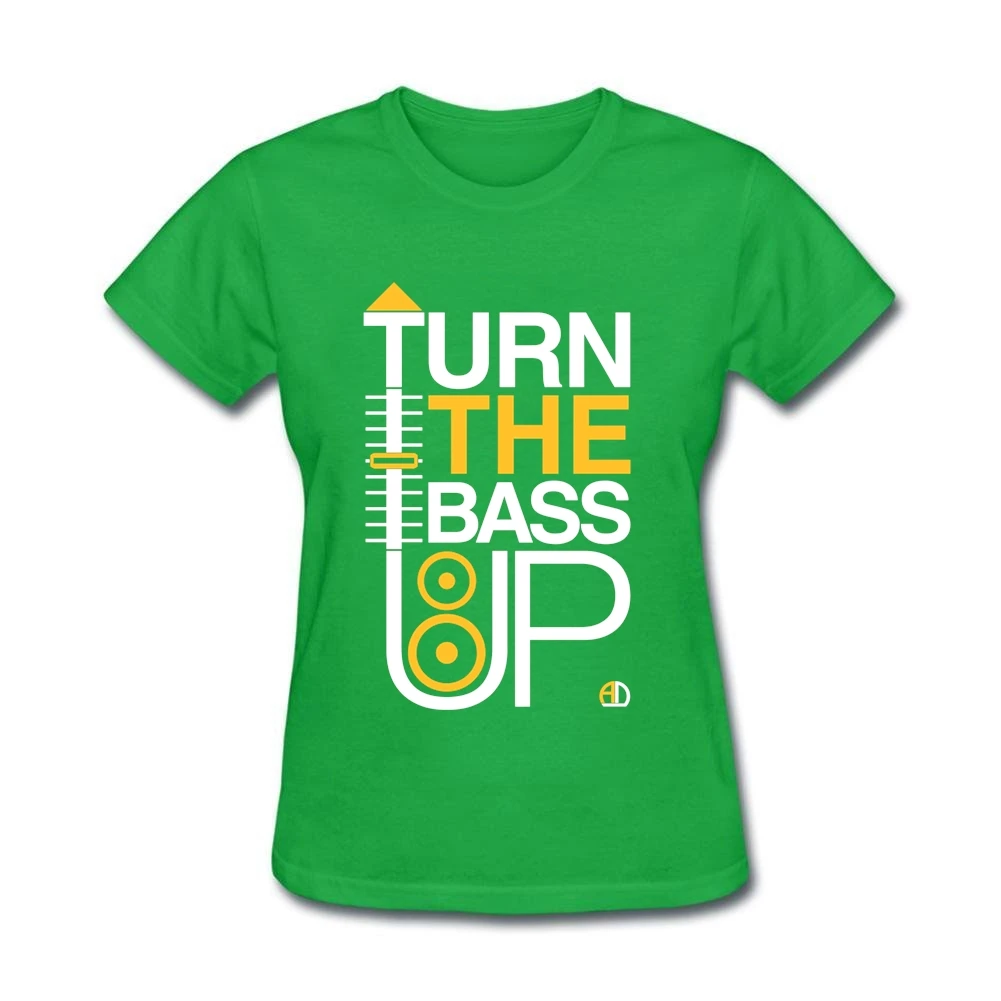 Женская футболка с надписью TURN THE BASS UP|tshirt women|womens tee shirtstee shirt |