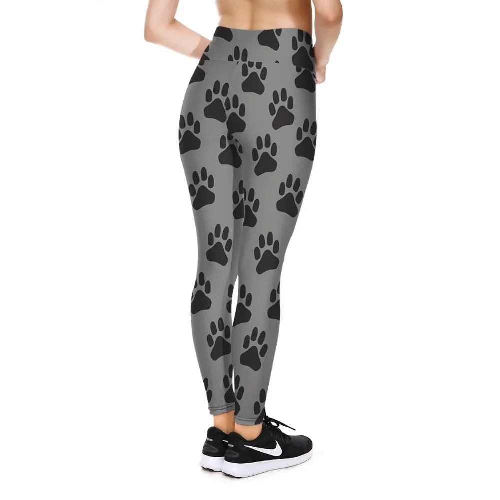 Neue Welpen Hund Fußabdrücke 3D Drucke V Hohe Taille Fitness Workout Push-Up Frauen Leggings Schlank Sexy Weibliche Bleistift Hosen