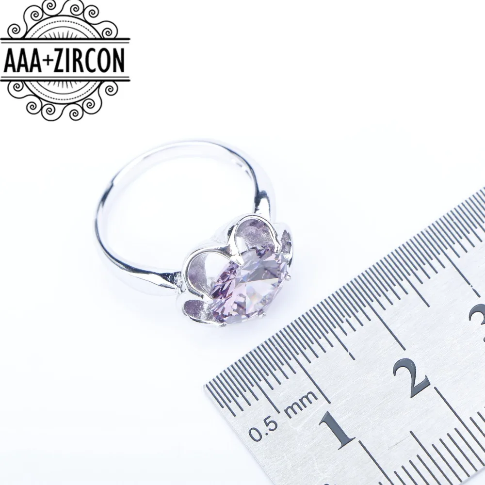 Фиолетовые циркониевые серебряные Ювелирные наборы для свадебного костюма 925, серьги, подвески, ожерелье, браслеты из колец для женщин, ювелирный набор, подарочная коробка