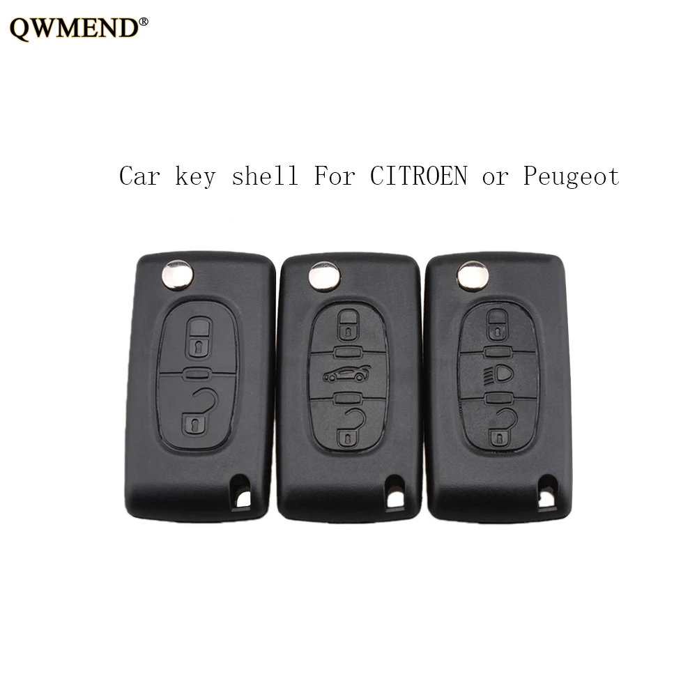 Автомобильный ключ QWMEND 2/3/4 с кнопками для Peugeot 207 308 407 607 807 Citroen C2 C3 C4 C5 C6 Складной