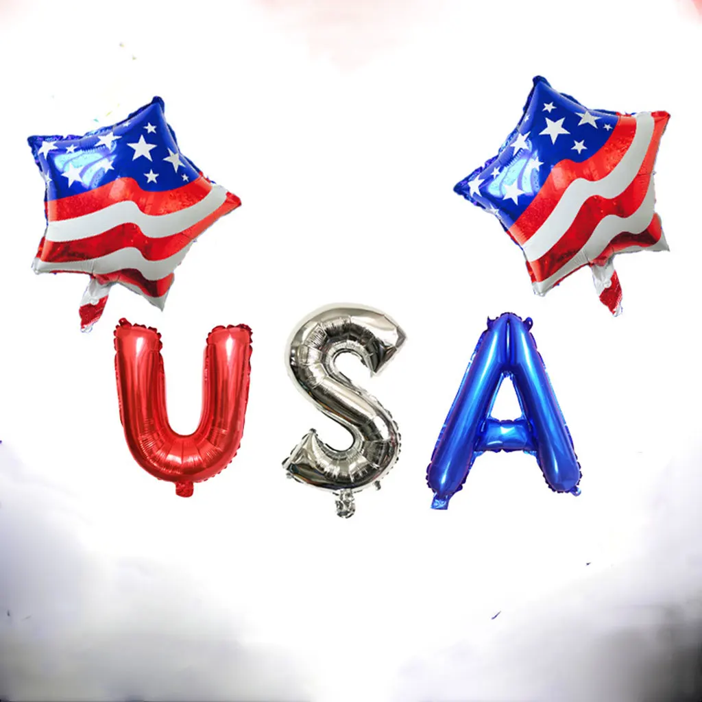 American Flag Ball Decoration US Flag Star Striped Patriotic Foil Balloons 4th Of July National Day Decor