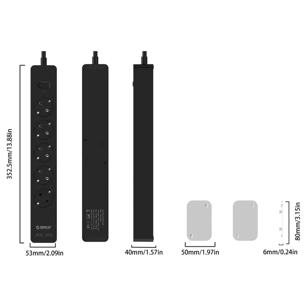 ORICO GPC электрическая розетка умная с 2 usb портами Интеллектуальный адаптер гнезда