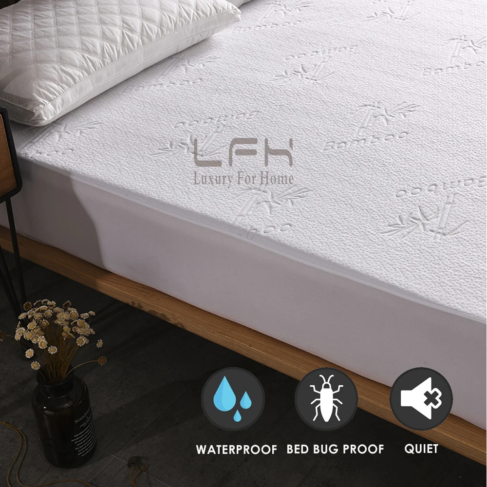 LFH الخيزران الجاكار للماء فراش سادة غطاء جيب عميق فراش غطاء للنوم فراش حامي Matelas مكافحة العث
