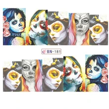 

Water sticker for nail art decoration slider sexy Masked girl owl watercolor ink nail design decal manicure lacquer accessoires