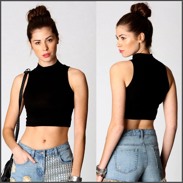 Tight black crop t shirt Clearance