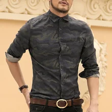 Casual Men Camouflage Autumn Men Long Sleeve Cotton Dress Shirt Military Homme Luxury Camisa Social Masculina