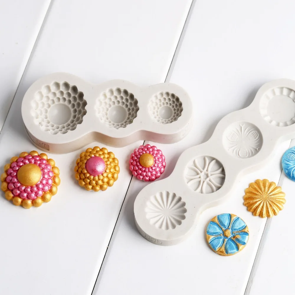 

Mujiang Gem Buttons Relief Cake Border Silicone Mold Cupcake Fondant Cake Decorating Tools Candy Chocolate Gumpaste Moulds XL390