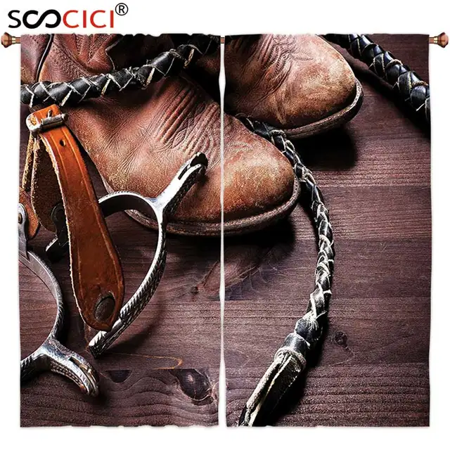 Window Curtains Treatments 2 Panels Western Decor Authentic Old Window Curtains Treatments 2 Panels Western Decor Authentic Old Leather Boots And Spurs Rustic Rodeo