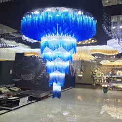 Синий кристалл проекта светильник потолочный светильник роскошный отель клуб кристаллический свет. Поддержка обычай делать