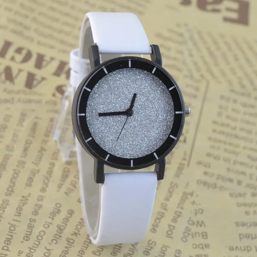 Популярный бренд WoMaGe PU Кожаный ремешок аналоговые кварцевые наручные часы простые повседневные женские мужские Часы Дамские минималистичные часы - Цвет: Full White Lady Size