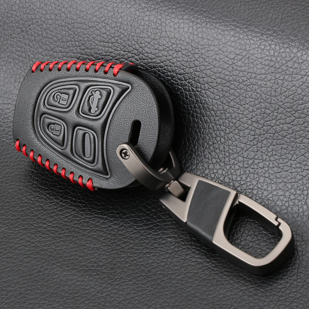 

4 Button Key Fob Shell Case For SAAB 9-3 93 95 2003-2009 Men Leather Key Cover Keychain Car Key Bag Case Car Styling