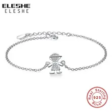 ELESHE, настоящий 925 пробы, серебряный браслет-цепочка и браслет, милый Хрустальный Браслет для мальчиков и девочек, детские ювелирные изделия
