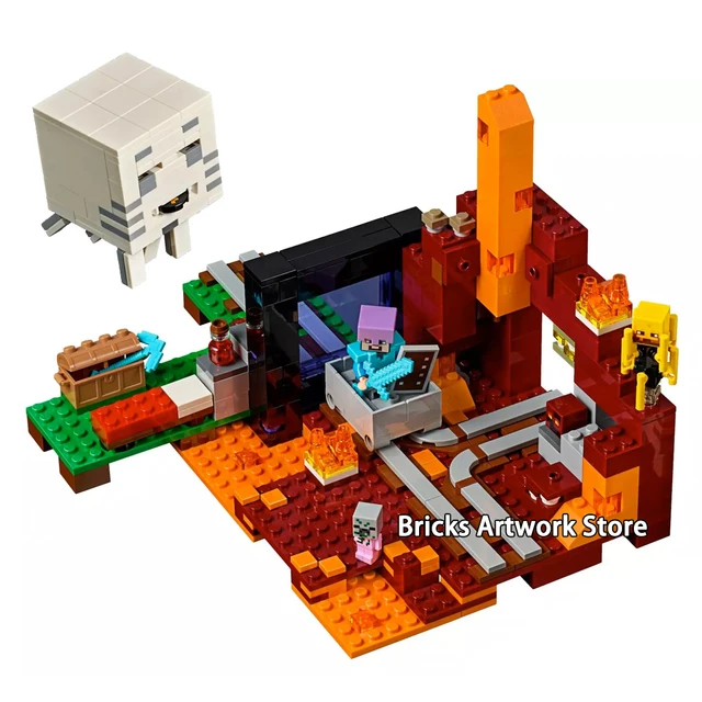 Best Offers 527pcs Fit Legoness Minecraft 21143 The Nether Portal Set Zombie Pig Figures Building Blocks Kids Toys for Kids Christmas Gifts