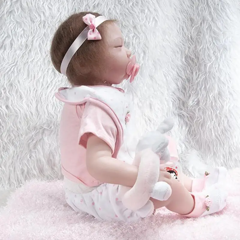 

55cm Lovely Reborn Fashion Baby Simulation Doll Reborn Dolls with Rabbit Toy Bedtime Early Education for Children Birthday Gift