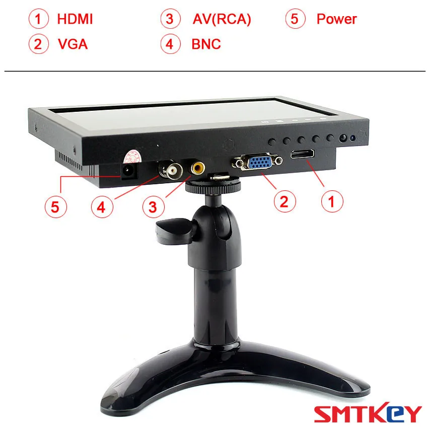 Металл 7 дюймов Мини-монитор видеонаблюдения HD HDMI ЖК-монитор видеонаблюдения с HDMI/VGA/BNC-видео вход /RCA-видео вход