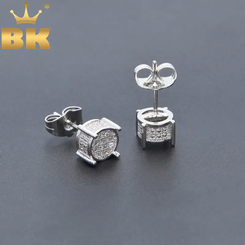 

Newest Style Micro Paved AAA Zircon Stud Earrings For Women's Birthday Gift Luxury Trendy Women 9mm Round Shape Earrings