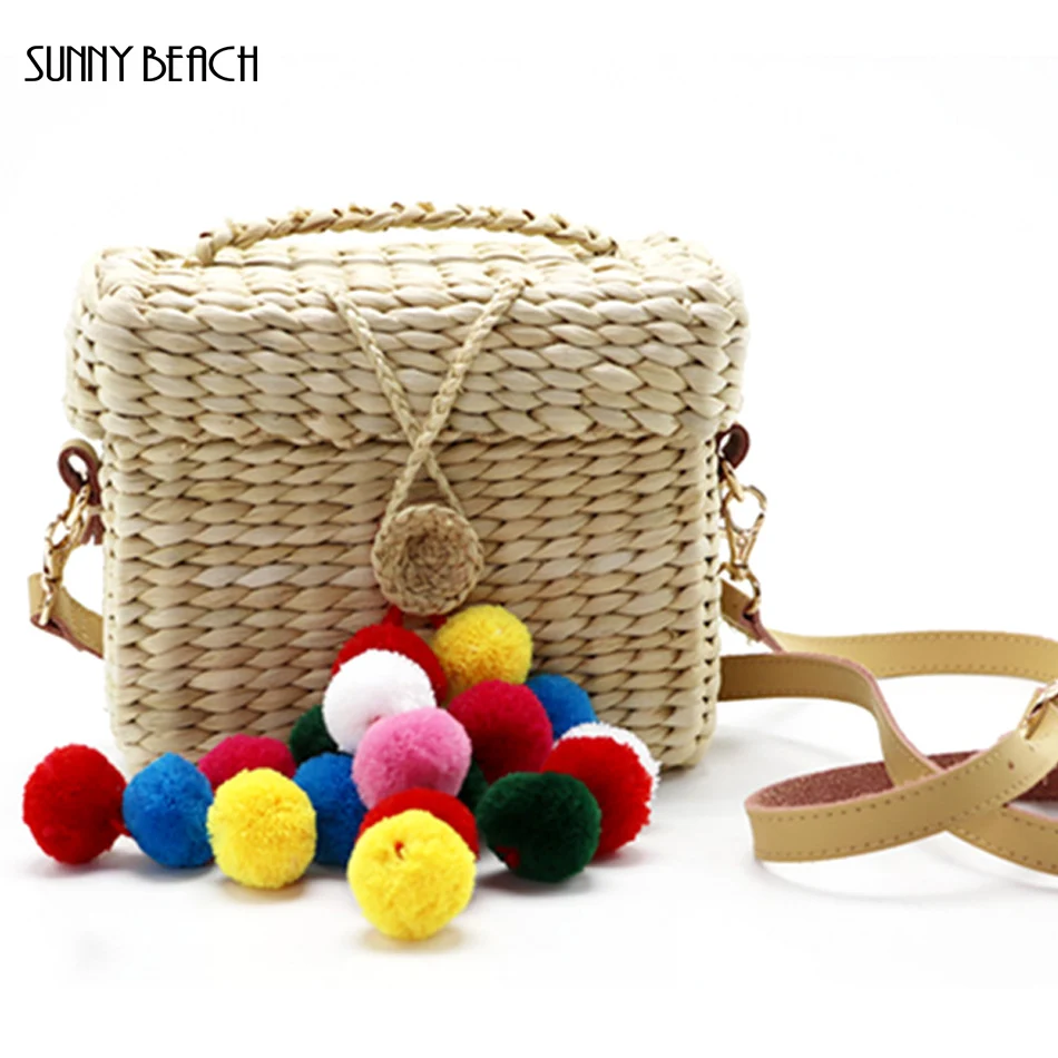 

SUNNY BEACH Hand Woven Bag Flap Straw Bags Bohemia Styler summer Beach Bag Popular