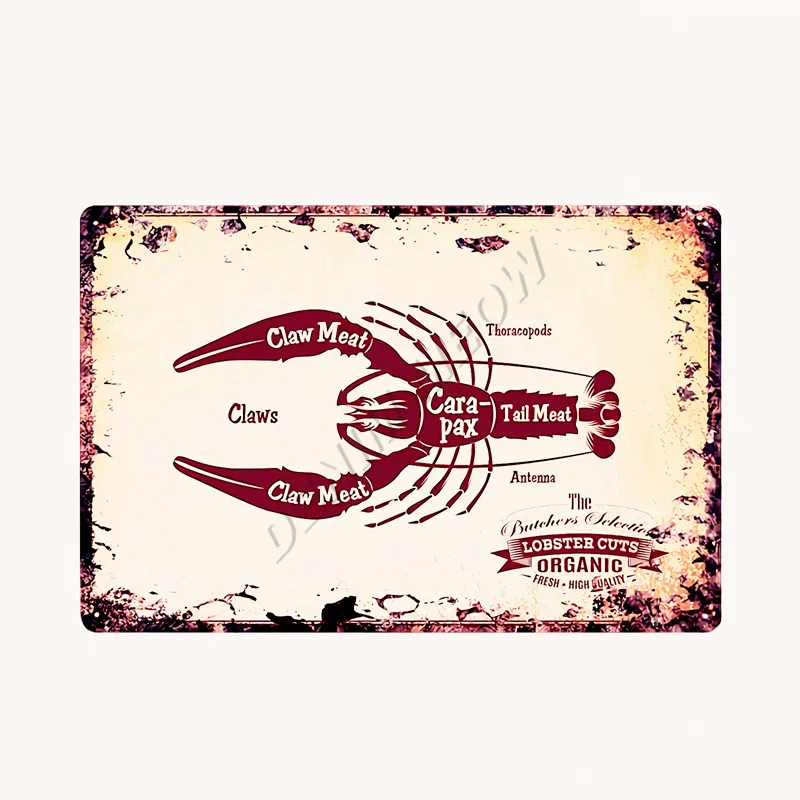 Cuts Butcher Guide Beef Chicken Pig Meat Collcetion Vintage Metal Sign Triceratops Cuts Plates Kitchen Butcher's Shop Decor WY71 - Image 3