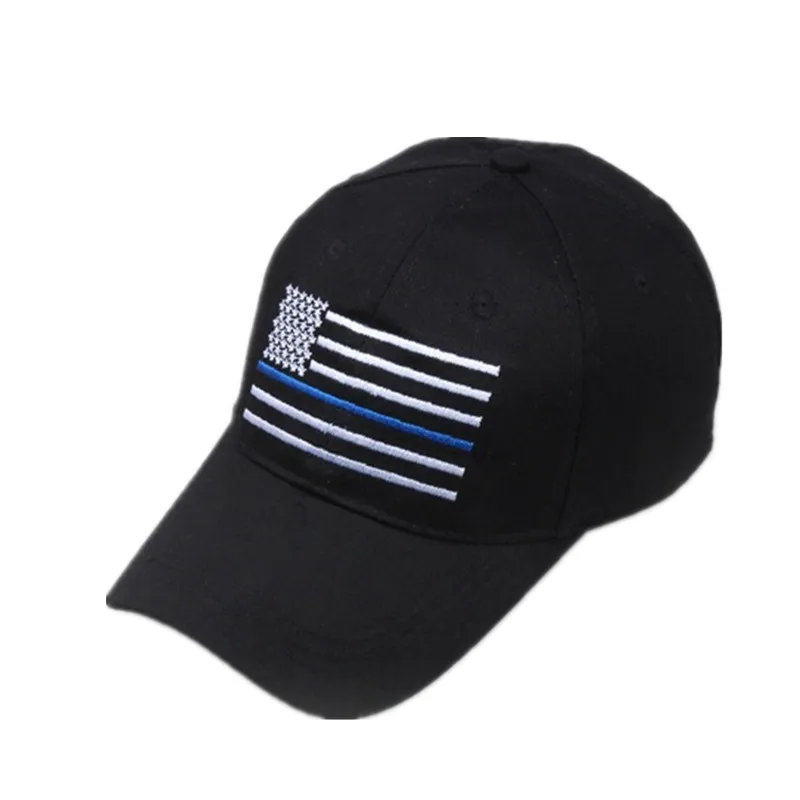 Модный американский флаг тонкая Голубая линия флаг низкопрофильные тактические шляпы для полиции правоприменительных сзади синяя вышитая Кепка