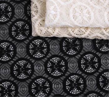 

1Yard Black White Beige Lace Fabric High Quality French Tulle Laces Embroidery Fabric For Wedding