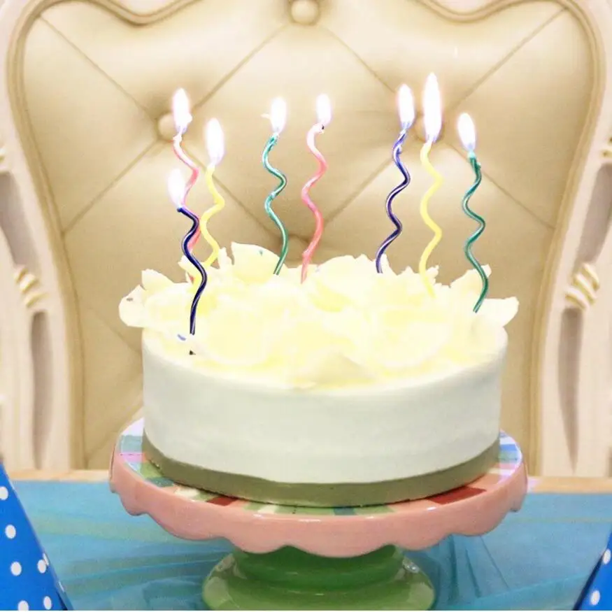 1set = 8pcs dolge krivulje torta sveče mešanica rojstni dan svečo poročni rojstni dan potrebščine 15 * 0.5 * 0.3cm