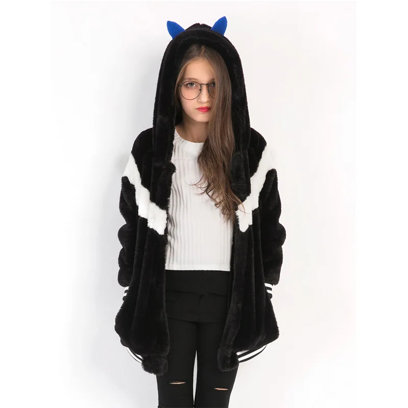 

Teen girl jacket hooded winter wear children fur thickening coat ins style cute big kids winter clothing for 6 8 10 12 14 years