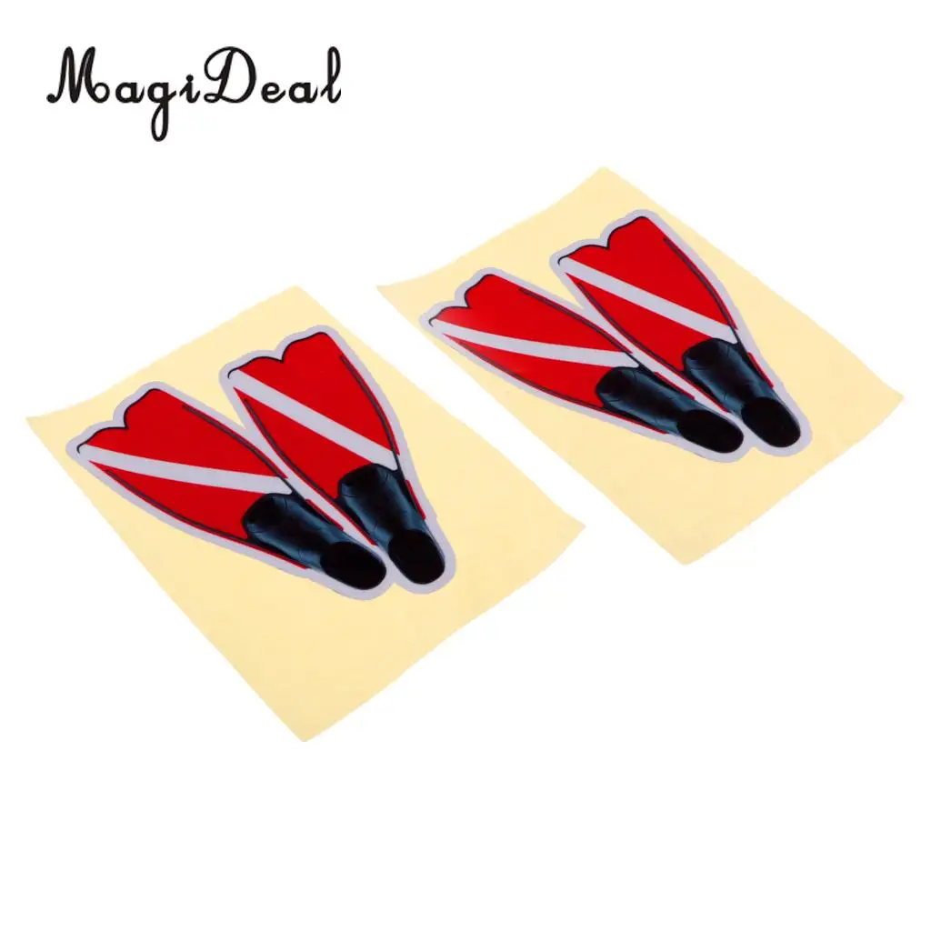 MagiDeal 2 cs Self-Adhesive Reflective Scuba Diving Diver Fins Sticker Flippers Decal for Swimming Car Truck Bumper Dinghy Decor