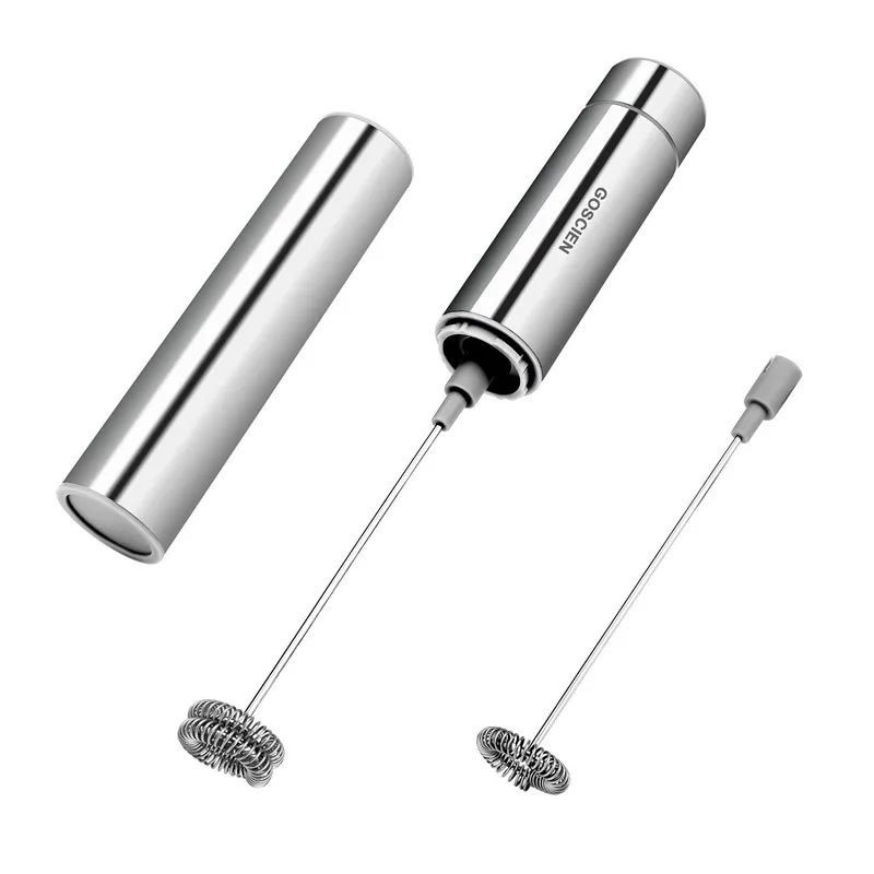 

Milk Frother, Handheld Foam Maker, Portable Drink Mixer with 2 Whisk Head and One Storage Tube