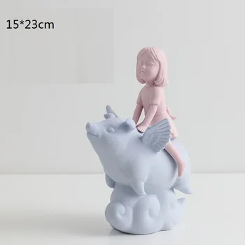 

Nordic Cute Cloud Pig Deer Girl Statues Animal Figure Sculpture Ceramic Art&Craft Home Decoration Accessories R950
