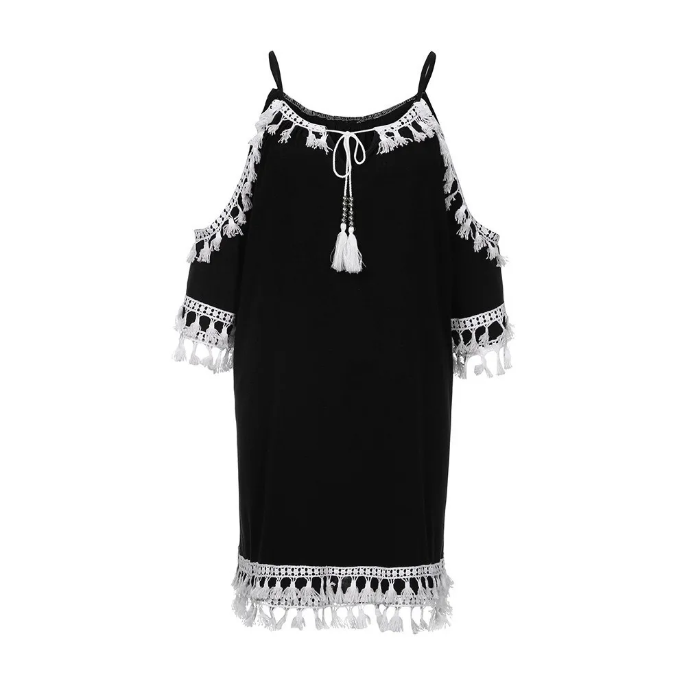 Стиль Лидер продаж женское платье с открытыми плечами Короткие Коктейльные Вечерние пляжные платья Сарафан высокое качество распродажа - Цвет: Black