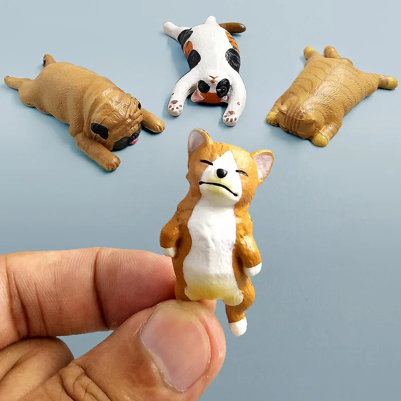 Лежащая собака кошка лиса искусственные животные пластиковая игрушка для