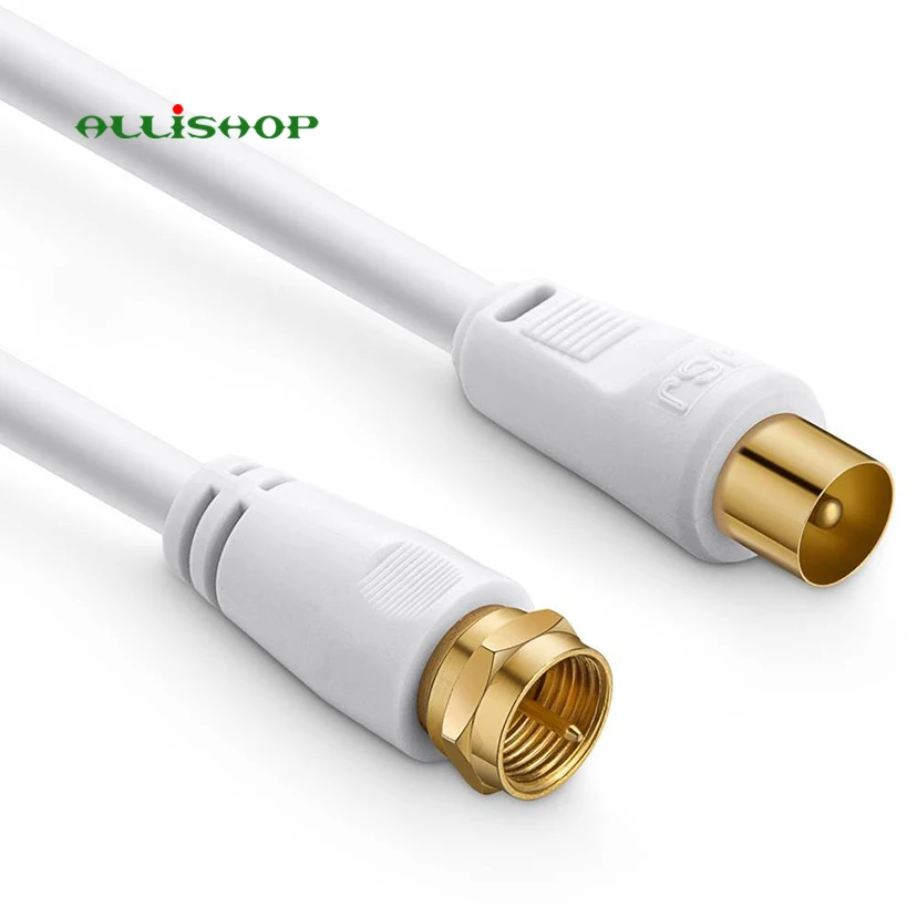 Conector de antena macho a macho tipo F de 9,5 para TV, Cable Coaxial RG6, Cable de antena satelital, protector -