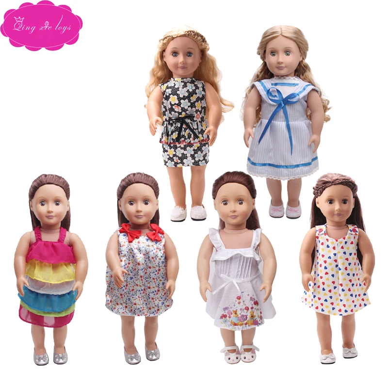 

Doll clothes rainbow dress school uniform white skirt accessories fit 18 inch Girl doll and 43 cm baby doll c359