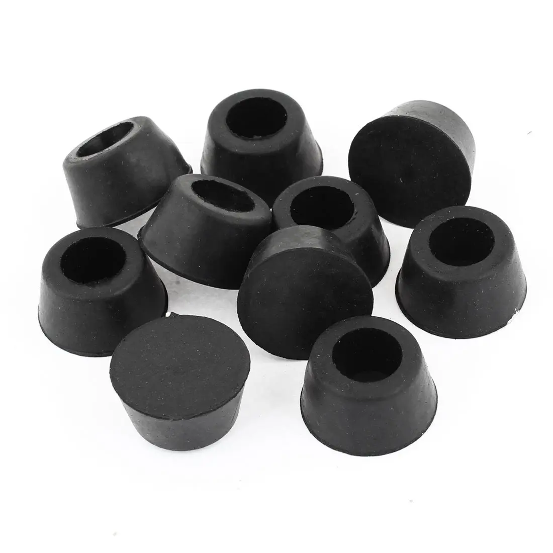 

New! 10 Pcs 15mm Dia. Cone Shaped Furniture Black Rubber Foot Covers Pads