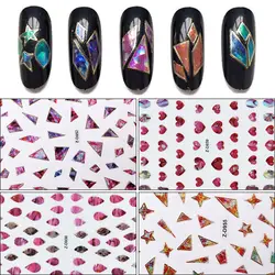 2 шт. Последние корейский нерегулярные форма в виде ракушки цветные наклейки на ногти 3D Лазерной море Стиль Стикеры натуральный ушка