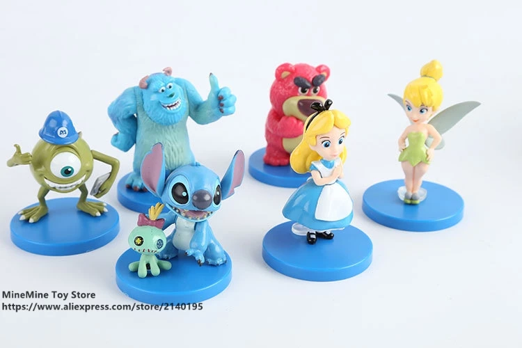 

DISNEY Monsters University Stitch Sulley Mr Q 6pcs/set 8cm Action Figure Posture Anime Decoration Collection Figurine Toy model